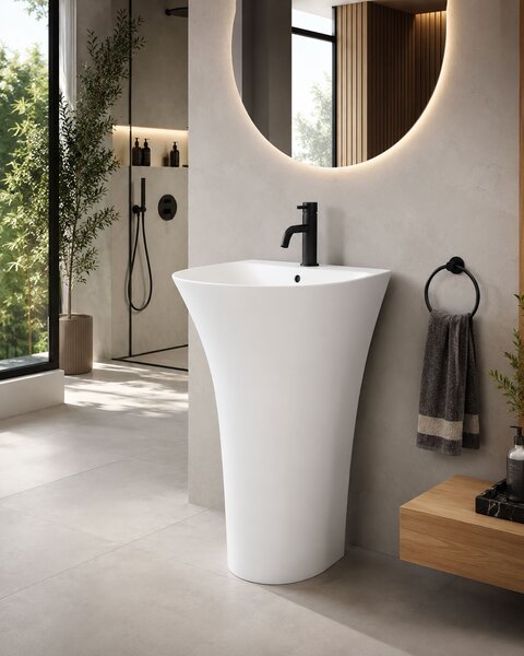 Rea Rita Slim, szabadon álló mosdó 480x420x835mm, fehér fényes, REA-U9901