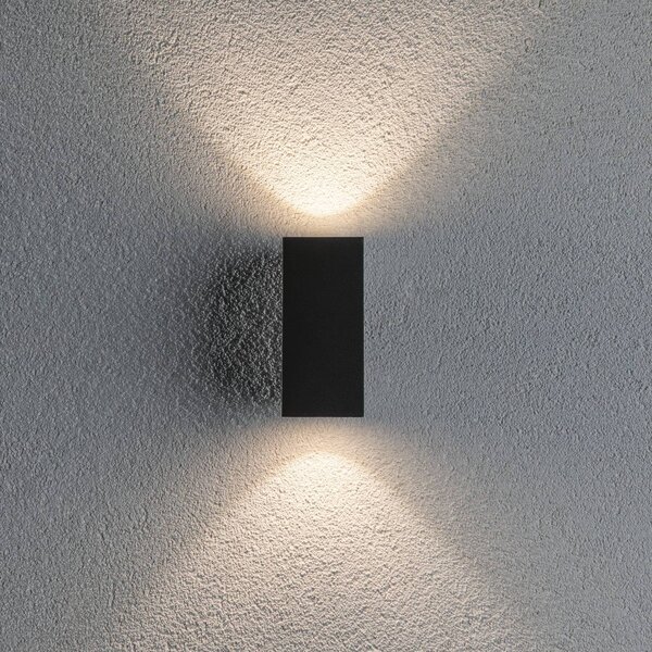 Paulmann Flame kültéri fali 2 izzós 12,8cm antr., Fekete, Alumínium, Modern