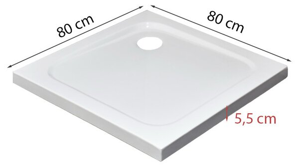 Modena Slim szögletes alacsony akril zuhanytálca 80x80 cm