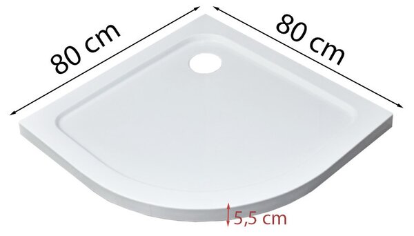 Modena Slim íves alacsony akril zuhanytálca 80x80 cm
