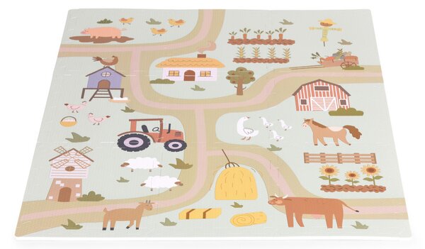 EVA habszivacs játszószőnyeg gyerekeknek Farm 90,5x90,5 cm 21 db