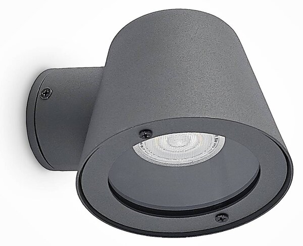 Lindby kültéri falilámpa Ileyna, antracit, fém, 15 cm, dimmelhető, Fekete, Alumínium, Modern