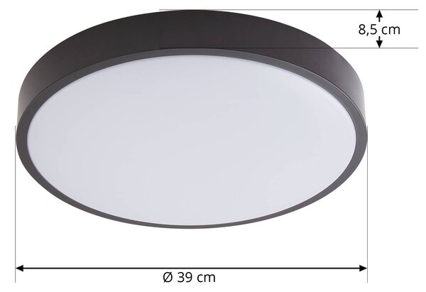 Lindby LED mennyezeti lámpa Medon, Ø 38 cm, fekete, IP44, fém, Fekete, Fürdőszoba, fém, Modern