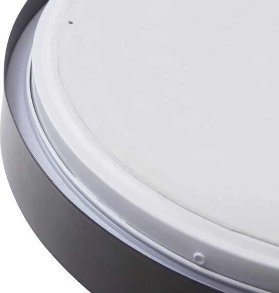 Lindby LED mennyezeti lámpa Medon, Ø 38 cm, fekete, IP44, fém, Fekete, Fürdőszoba, fém, Modern