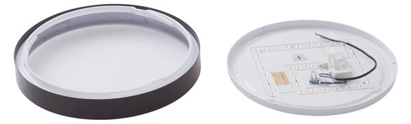 Lindby LED mennyezeti lámpa Medon, Ø 38 cm, fekete, IP44, fém, Fekete, Fürdőszoba, fém, Modern