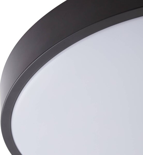 Lindby LED mennyezeti lámpa Medon, Ø 38 cm, fekete, IP44, fém, Fekete, Fürdőszoba, fém, Modern