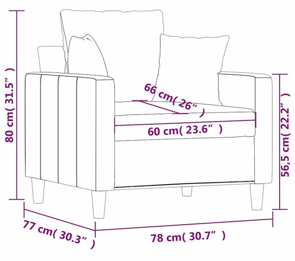 Bordó bársony kanapéfotel 60 cm