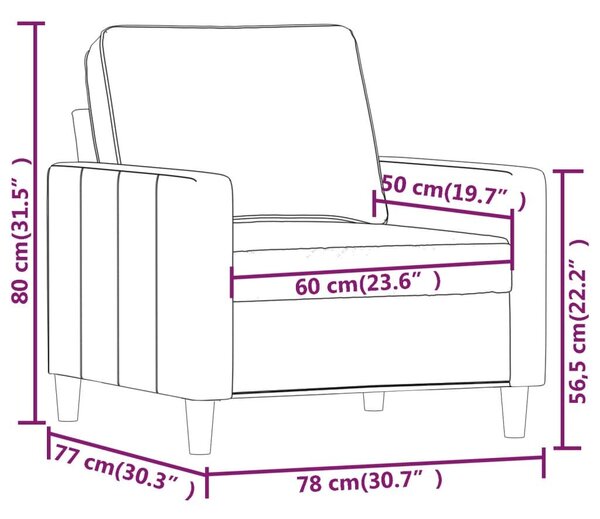 Fekete bársony kanapéfotel 60 cm