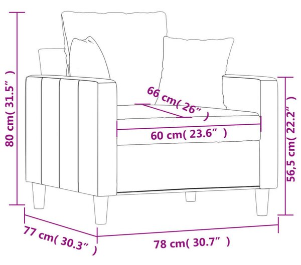 Bordó bársony kanapéfotel 60 cm