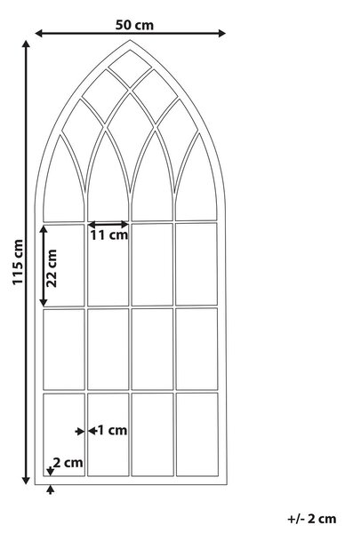 Falitükör CASSEL 50 cm 115 cm Fém Világosszürke