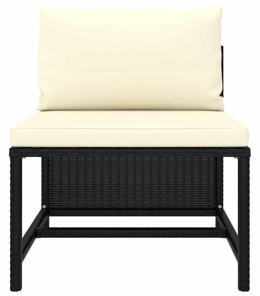 6 részes fekete polyrattan kerti ülőgarnitúra párnákkal