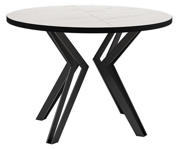 Asztal Oswego 111, Fehér márvány, Fekete, 76cm, Hosszabbíthatóság, Laminált forgácslap, Fém
