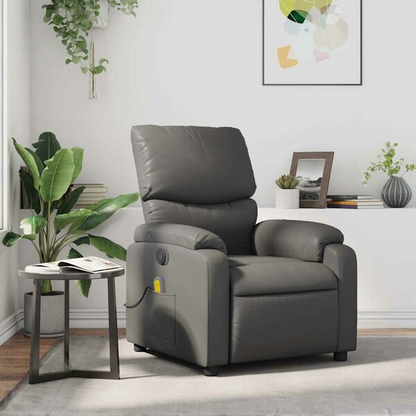 RelaxDays Masszázsfotel - Dönthető - Szürke - Műbőr