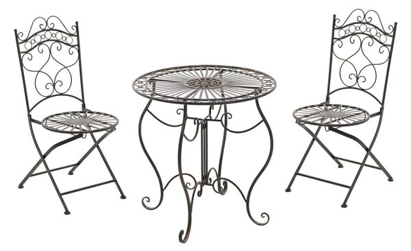 Indra bronz kerti bútor (2 szék + 1 asztal)