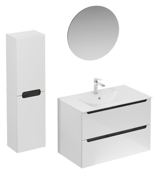 Fürdőszobagarnitúra mosdóval mosdócsappal, kifolyóval és szifonnal Naturel Stilla fehér fényű KSETSTILLA005