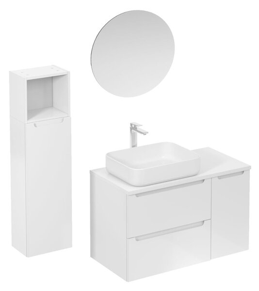 Fürdőszobagarnitúra mosdóval, mosogató csapteleppel, kifolyóval és szifonnal Naturel Stilla fehér fényű KSETSTILLA019