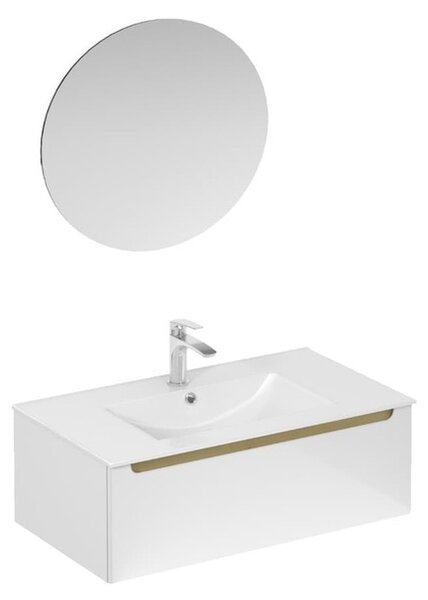 Fürdőszobagarnitúra mosdóval mosdócsappal, kifolyóval és szifonnal Naturel Stilla fehér fényű KSETSTILLA027