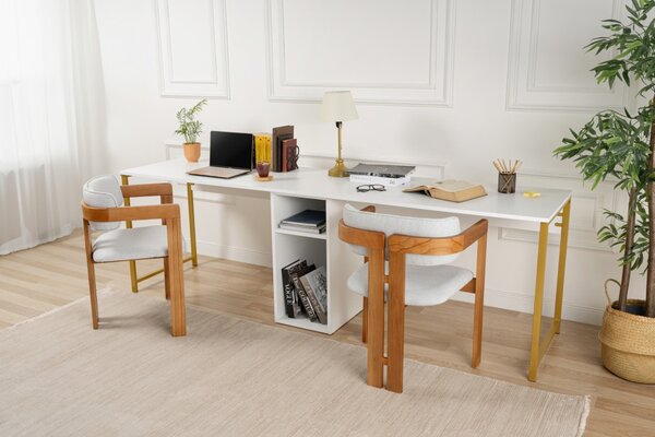 Twin Study Desk - fehér/arany íróasztal