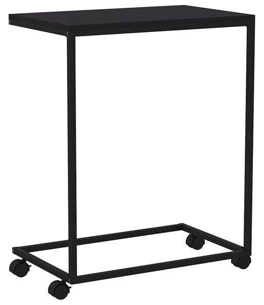 Fekete szerelt fa kisasztal kerekekkel 55x35x70 cm