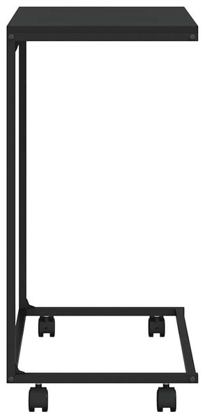 Fekete szerelt fa kisasztal kerekekkel 55x35x70 cm