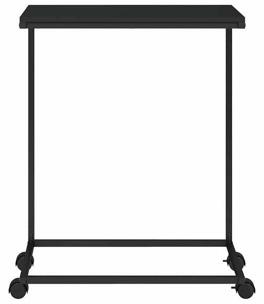 Fekete szerelt fa kisasztal kerekekkel 55x35x70 cm