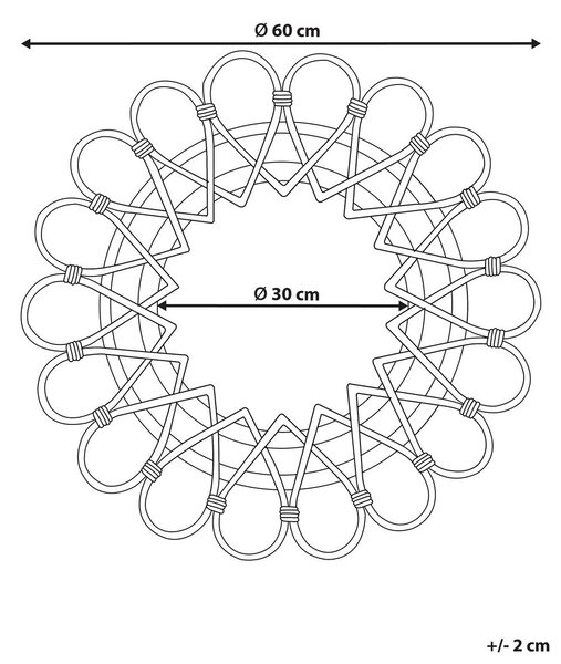 Falitükör BABAI 60 cm 60 cm Rattan Természetes