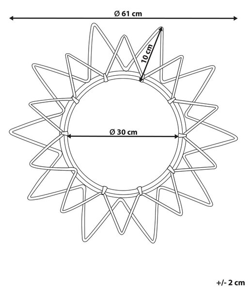 Falitükör AROEK 61 cm 61 cm Rattan Természetes