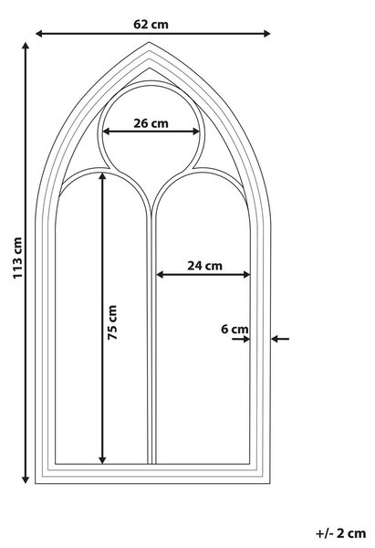 Falitükör TRELLY 62 cm 113 cm Fém Fekete