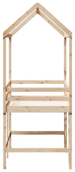 VidaXL tömör fenyőfa galériaágy létrával és tetővel 90 x 190 cm