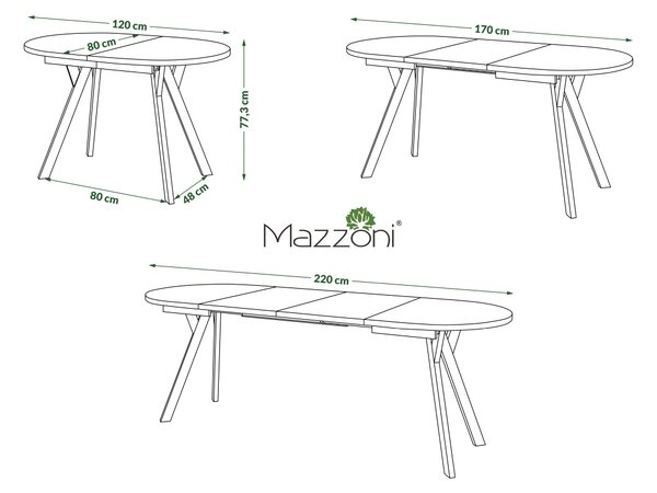 Mazzoni Ovális bővíthető ALMO asztal Artisan Tölgy / fekete lábakkal