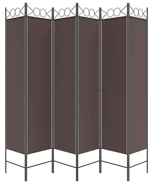 6 paneles barna szövet paraván 240x200 cm