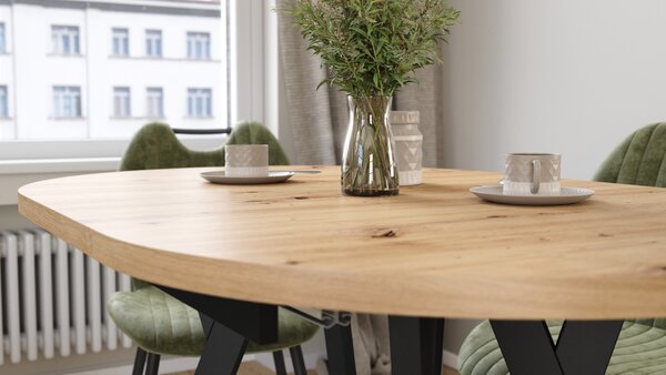 Mazzoni Ovális bővíthető ALMO asztal Artisan Tölgy / fekete lábakkal