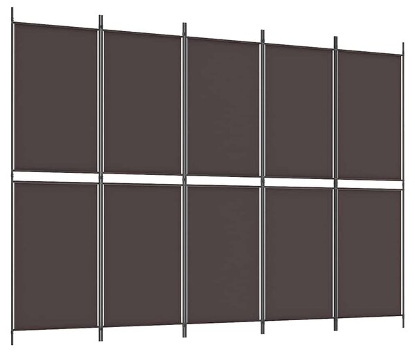 5 paneles barna szövet paraván 250x180 cm