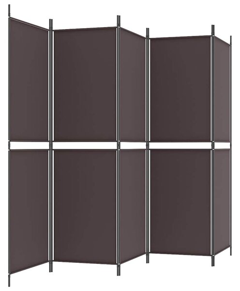 5 paneles barna szövet paraván 250x180 cm