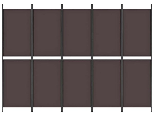 5 paneles barna szövet paraván 250x180 cm