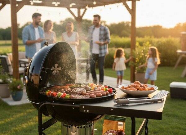GrillChef Faszén Grill - Hőmérővel - 90x71x111cm