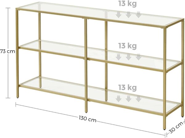 Polc, Vasagle, RT-0169, Arany, 130x30x73 cm