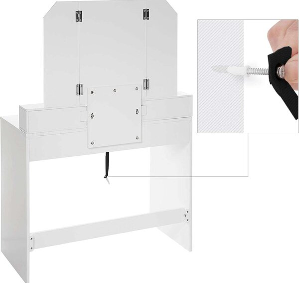VASAGLE Sminkasztal - Fehér - 100x40x142cm