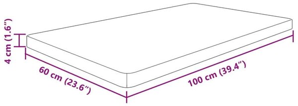 VidaXL kezeletlen tömör fa fürdőszobai pult 100 x 60 x 4 cm