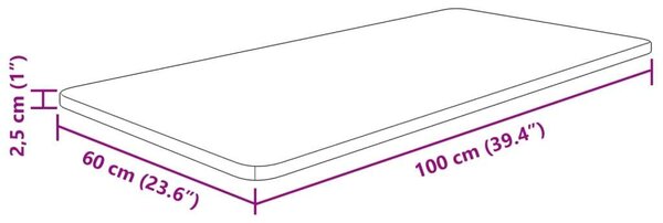 VidaXL világosbarna kezelt tömör fa fürdőszobai pult 100x60x2,5 cm