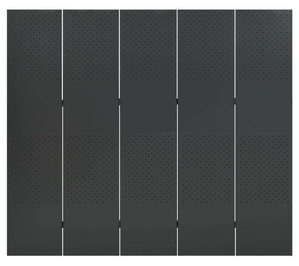 VidaXL 2 db antracitszürke acél 5-paneles térelválasztó 200 x 180 cm