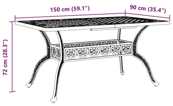 VidaXL Bronz Öntött Alumínium Kerti Asztal - 150x90 cm