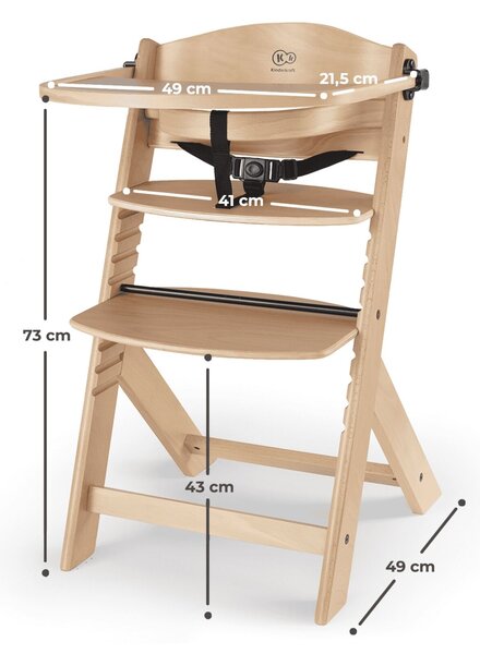Kinderkraft Enock Wooden Etetőszék, Barna