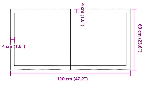 VidaXL Tömör Tölgyfa Fali Polc - 120x60cm