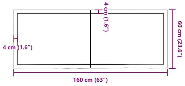 VidaXL Tömör Tölgyfa Fali Polc - 160x60cm