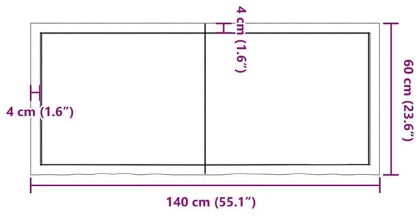VidaXL sötétbarna kezelt tömör tölgyfa fali polc 140 x 60 x (2-6) cm