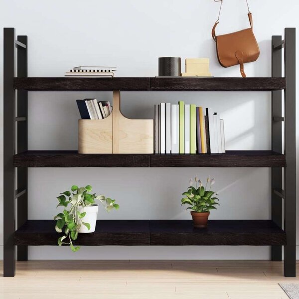 VidaXL sötétbarna kezelt tömör tölgyfa fali polc 140 x 60 x (2-6) cm
