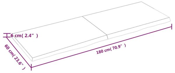 VidaXL Tömör Tölgyfa Fali Polc - 180x60cm