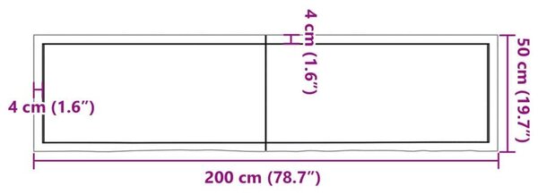 VidaXL Tömör Tölgyfa Fali Polc - 200x50 cm
