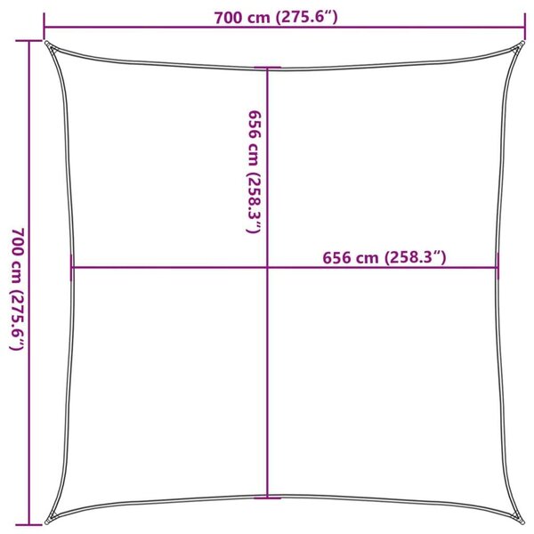 VidaXL Napvitorla - Oxford Szövet - 7x7m, Világoszürke